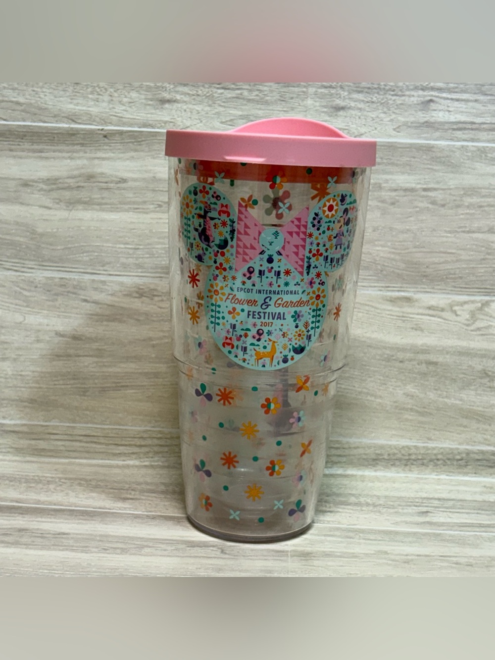 tervis Disney Epcot Clear 24 oz Tumbler with Pink Lid